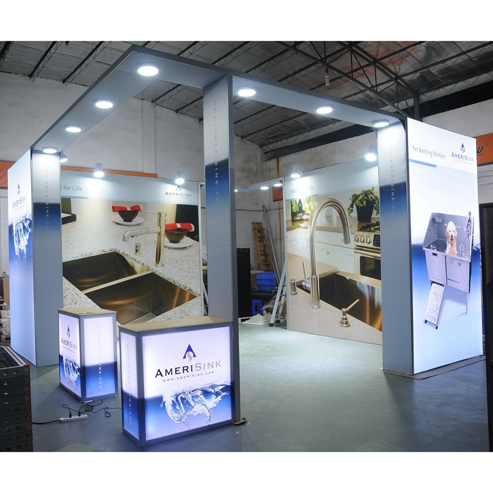 4X4 Flexible Frame Advertising exhibition booth with Aluminum Counter